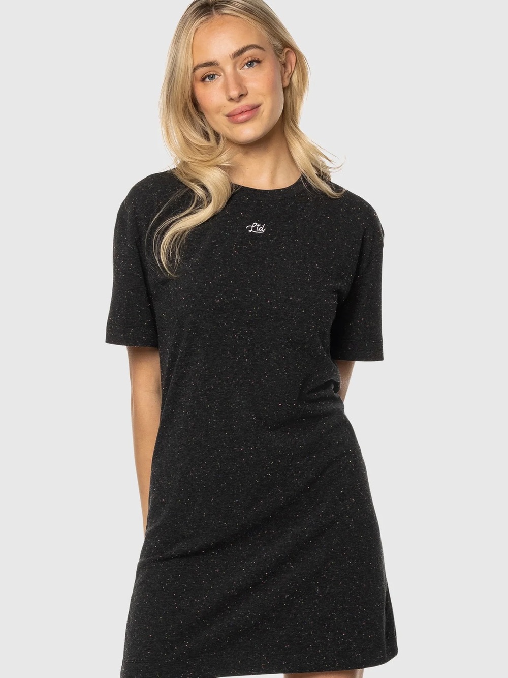 Black Speckled T-Shirt Mini Dress